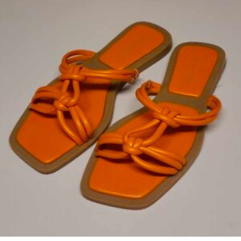 Orange Knotted Strap Sandals by Azalea Wang